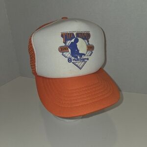 Vintage Husqvarna Trucker Hat The Champ Chainsaw White Orange Mesh Snapback 1989
